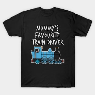 Mummy's Favourite Train Driver Kids Steam Engine (Blue) T-Shirt